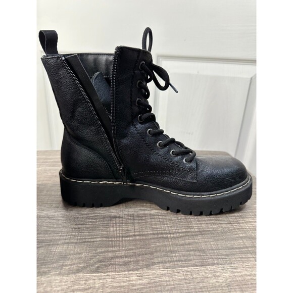 UnionBay Hayden Combat Boots Wms Size 8M Zip Side Lace Up Front Chunky Heel Y2K - Picture 3 of 7